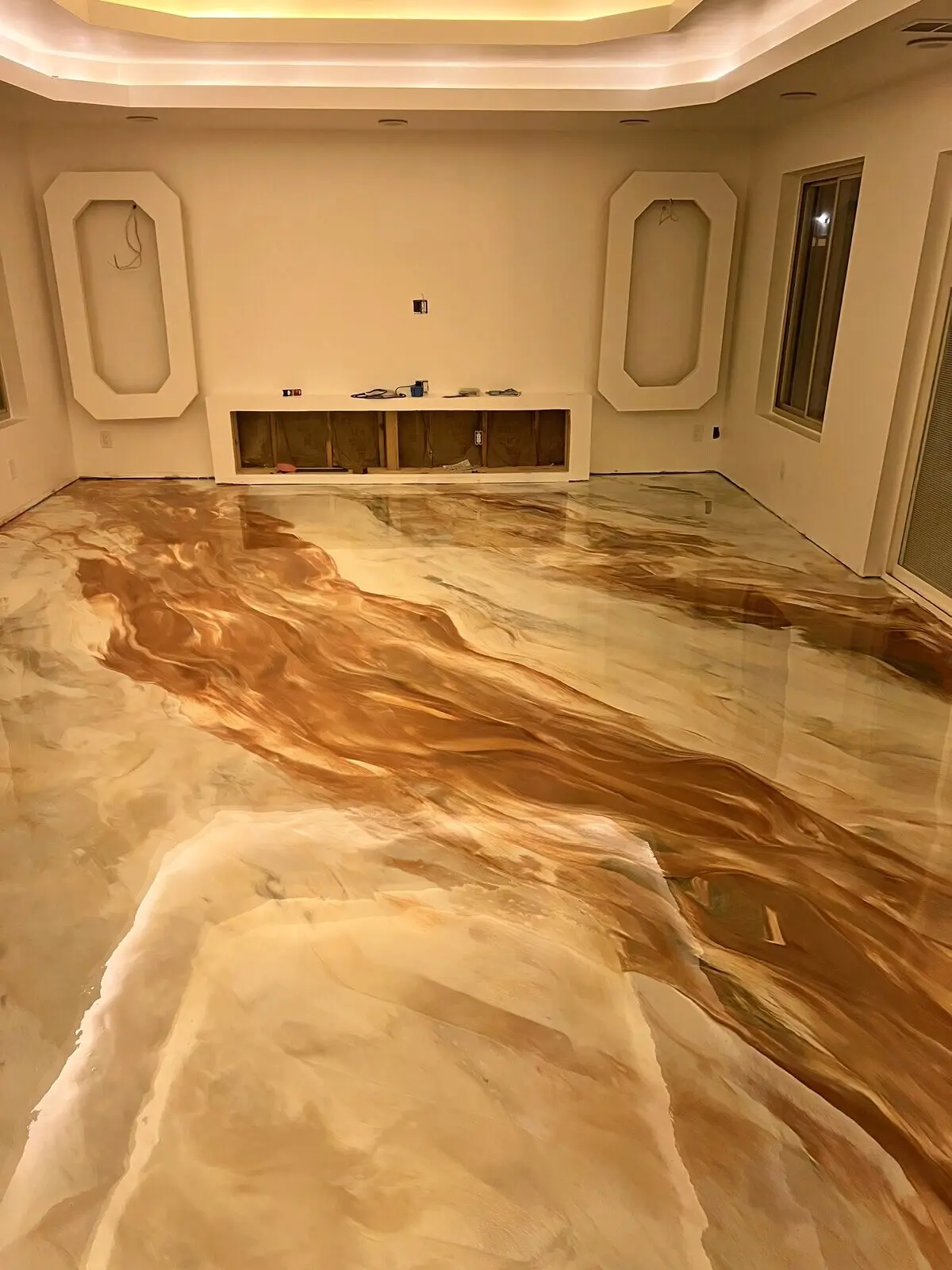 Metallic epoxy floor detail