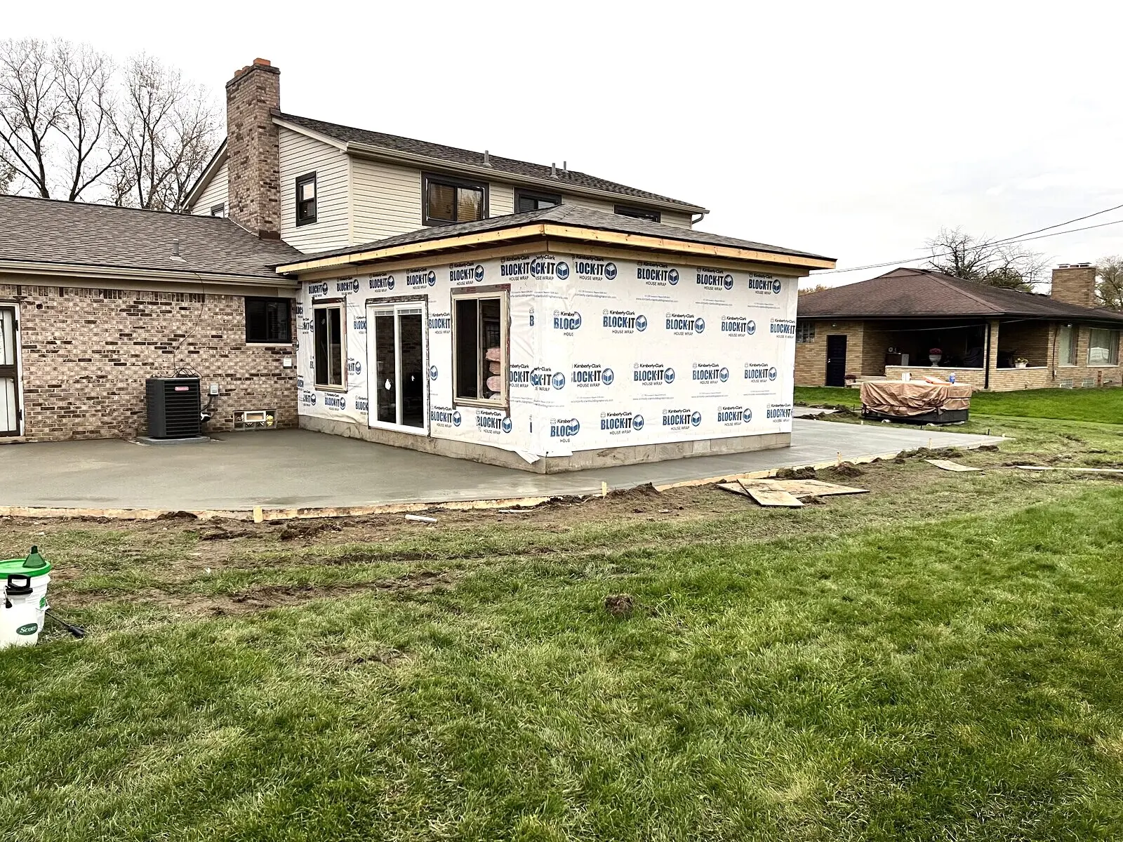 Exterior with finished stamped concrete patio